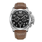 KIMSDUN Leather three-eye multi-function sports waterproof casual men's watch luminous watch K-713D