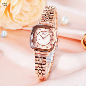 GEDI New Women watch square small dial INS Steel strap waterproof quartz lady bracelet 51052 Steel