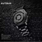 EUTOUR Tidy black technology cool concept rimless design watch magnetic ball men's women's personalized creative watch male with box