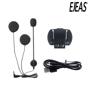 EJEAS Accessories SET 3.5mm Jack Microphone Speaker Headset and Helmet Intercom Clip and Charging Cable for EJEAS V6 V6 Pro.