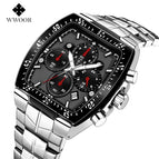 WWOOR Fashion Seven-Pin Steel Belt Waterproof Men's Watch Quartz Movement Calendar quartz men watch 8836