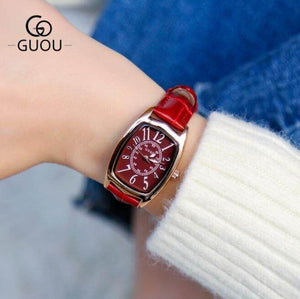 GUOU 8212 fanshion top brand Retro Rectangle Women's Watches Wrist Watches Bracelet Genuine Clock
