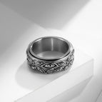 God's eye stainless steel ring men's rotatable antique titanium steel ring hand jewelry