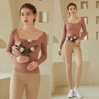 Women Yoga suit spring and summer fashion high-end long-sleeved 2022 professional gym sportswear running suit 227+181