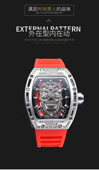 Men's watch New Diamond-Embedded Watch Skull Men's Fashion Barrel-Shaped Hollow Silicone Wrist Watch