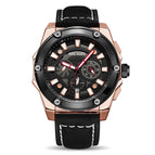 Megir Watch Men's Large Dial Multi-Function Timing Leather Sports Quartz men Watch 2122