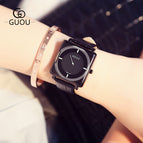 香港GUOU 8811Classic Casual Korean Square Quartz Watch Simple Handsome Belt Black Personality Watches Women's Watch