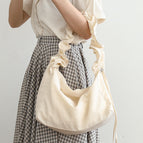 New Korean nylon handbag net red small fresh drawstring single shoulder bag leisure literature and art pleated messenger bag srb02