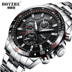 BOYZHE Tourbillon Mechanical Watch Men's Multi-function Sports Transparent Bottom Waterproof Luminous Mechanical Watch WL012