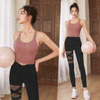 Women's Yoga suits women's new professional high-end fashion gym sports vest lifting pants fitness suit women's running suit 935+182