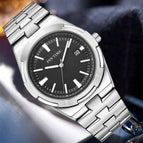 Pintime Men's Watch Stainless Steel Strap Fashion Casual Waterproof Quartz men calendar Watch 3008
