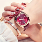 GUOU watch temperament quartz watch large dial Leather trend simple temperament ladies watch waterproof 8097