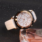 GUOU 8042 New Arrival Ceramic Watch Women's Three Eye Fashion Big Dial Women's Watch Women's Quartz Watch Casual Show Alloy Belt Watch