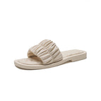 Slippers women's summer 2022 pleated one word women's outer wear sandals and slippers women's soft bottom slippers