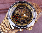 Winner Men's Personality Fashionable Golden All-Steel Hollow Automatic Mechanical men Watch SLZ46