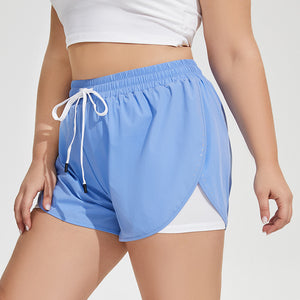 Large Size Quick-Drying Anti-Exposure Drawstring Sports Shorts Women's Loose Running Reflective Fitness Pants High Waist Yoga Pants KK196