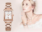 Megir women's watch light retro fashion Square Watch imported movement calendar steel band quartz lady  watch 1079