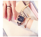 [Large Stock] GUOU 8190 Square Fashion Luxury Ladies Bracelet Waterproof Watch Leather Strap women's Watches