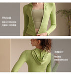 Sports jacket women's 2022 new fitness clothes long-sleeved hooded jacket suit running yoga top 208