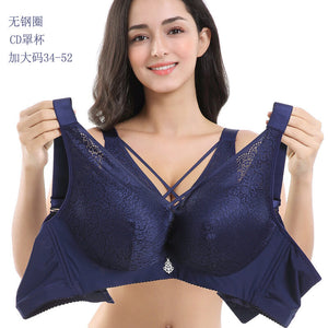 PLUS size bra underwear women thin collecting gathering no steel ring sexy bra large size