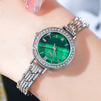 GEDI new watch women's light luxury fashion round quartz small green watch student Bracelet women waterproof watch 22001 steel