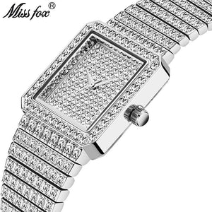 MISS FOX Square Gypsophila Small Dial Women's Watch Fashion Diamond Bracelet Watch 2690