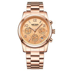 MEGIR ladies watch fashion trend multi-function chronograph calendar steel band watch quartz women watch 2057