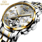 KINYUED Stainless Steel Men's Tourbillon Multi-function Calendar Automatic Mechanical Watch JYD-J014