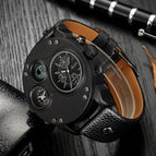 Oulm quartz compass men's watch watch dual time zone men's watch large dial waterproof special design HP3741