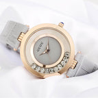 GUOU 8039 Ladies Watch Women's Watches Rhinestone Watch Bracelet Leather Clock watches for women