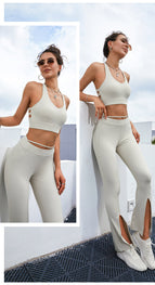 2023 new women yoga suits sports bra hip lifting quick drying fitness running yoga fashion exercise sports cloting set WXM230+CKM294