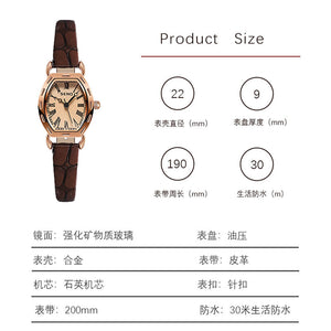 SENO retro small barrel watch female belt temperament small square watch quartz movement ladies watch S053