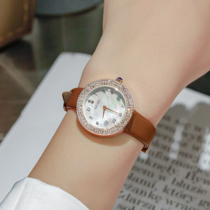 GUOU women's Watch female simple fashion temperament diamond round waterproof quartz watch belt niche ladies watch 8226