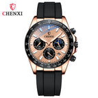 Chenxi 2022 Silicone Band Watch Men's Multifunctional Three Eyes Six Hands Moon Phase Chronograph Watch CX-958