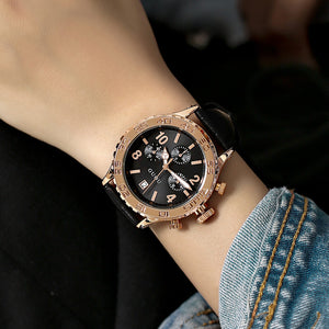 GUOU Watches female personality large dial retro style fashion couple casual neutral watch for women