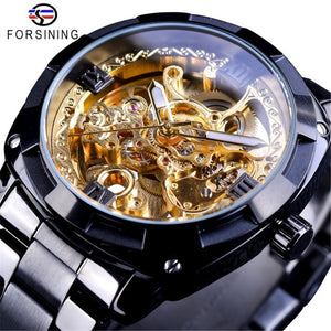 Forsining women watch fashion hollow out waterproof auto mechanical men's casual watch SLZe140