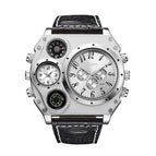 Oulm 1349 Quartz Watch Double Time Zone Men's Watches Cross Border Hot SaleBelt Personality Large Dial Male Casual Watch