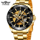 WINNER  Automatic Watches Diamond Bling Star Dial Golden Mechanical Watch Men's Watch