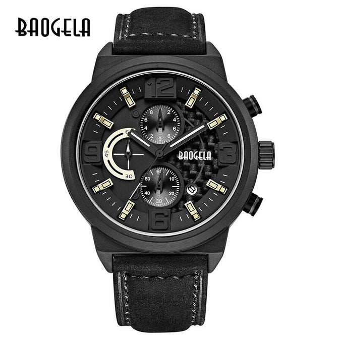 BAOGELA Luminous Quartz Watch Men's Belt Multifunctional Calendar Waterproof Watch Men 1709