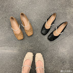 Women shoes Sheii Square Toe Bow Pearl Rhinestone Chain Mary Jane Shoes office lady casual shoes N1-105