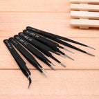 6Pcs ESD Antistatic Tweezers Tool Set High Tip Curved Straight Tweezer Stainless Multifunction Nipper Repair Tool Kit