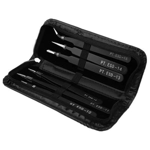 6Pcs ESD Antistatic Tweezers Tool Set High Tip Curved Straight Tweezer Stainless Multifunction Nipper Repair Tool Kit