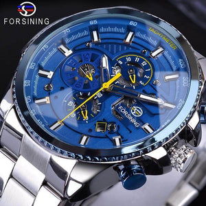 Forsining Men's Automatic Mechanical Steel Belt Watch Luxury Top Brand Men Watches Male Luminous Wristwatch Waterproof Clock for Men