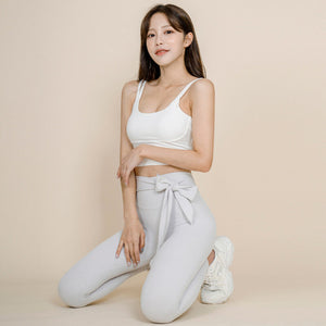 2021 new yoga pants women's high waist tight-fitting nude bow tie sports pants fitness running legging QD34