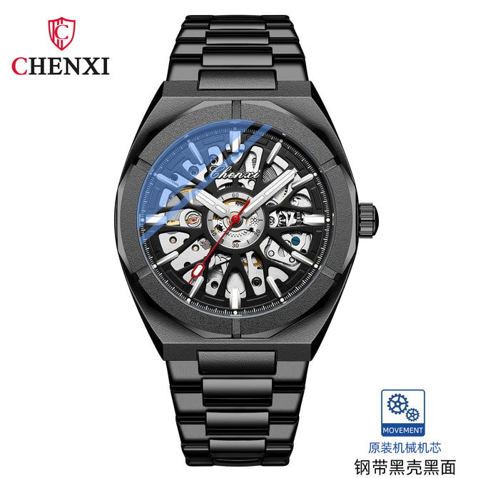 Chenxi watch for men New Hollow-out Transparent Bottom Automatic Mechanical Watch Luminous Waterproof Men's Watch CX8862