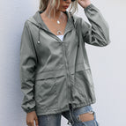 Exdeal Women's zipper Hoodie lightweight outdoor walking raincoat jacket waterproof for women