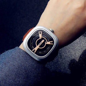 PaiDu Punk Style Square Turntable Boys' Watch Fashion Men's Turntable Fashion Watch Versatile Belt Quartz Watch