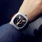 Punk Square Turntable Boys Watch Trendy Men's Turntable Fashion Clock All-Match Belt Quartz Watch 58991