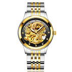 Mohdne Watch Leather Multifunctional Waterproof Gold Watch Dragon Watch Automatic Mechanical Hollow Men's Watch H666