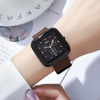 Gedi 51065 style square simple leisure silicon tape large dial fashion student quartz watch female